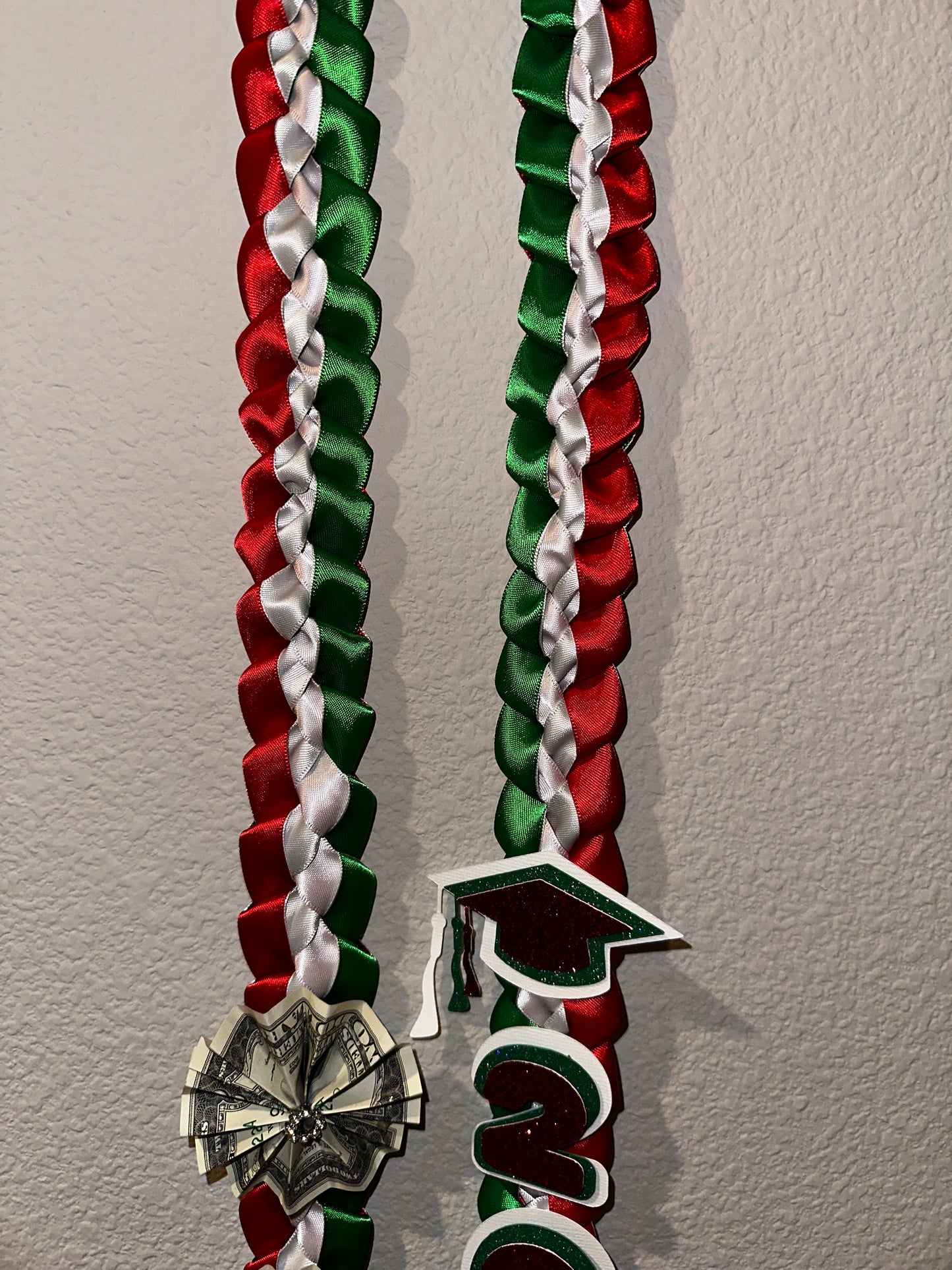 Green, White & Red Inspired Graduation Lei