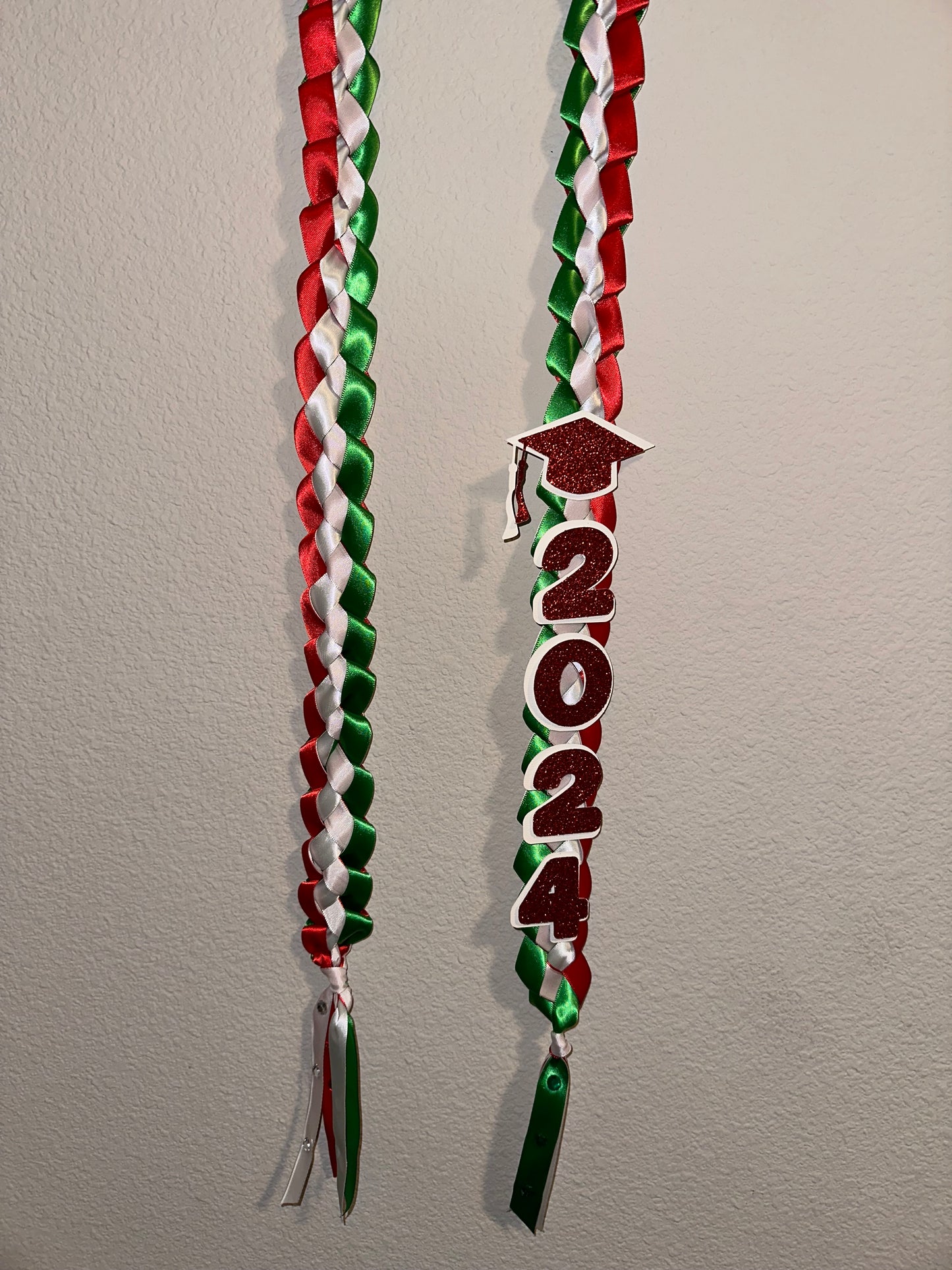 Green White & Red Graduation Lei