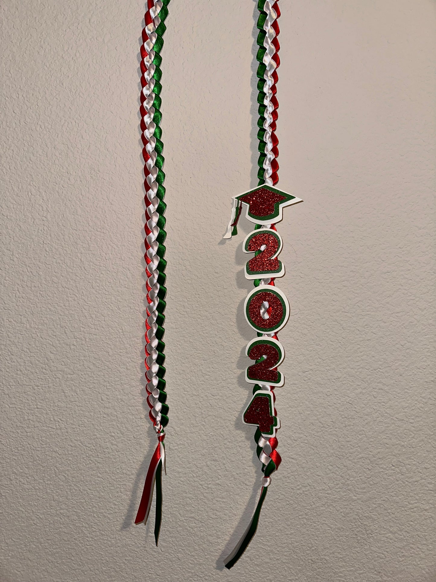 Green White & Red Graduation Lei