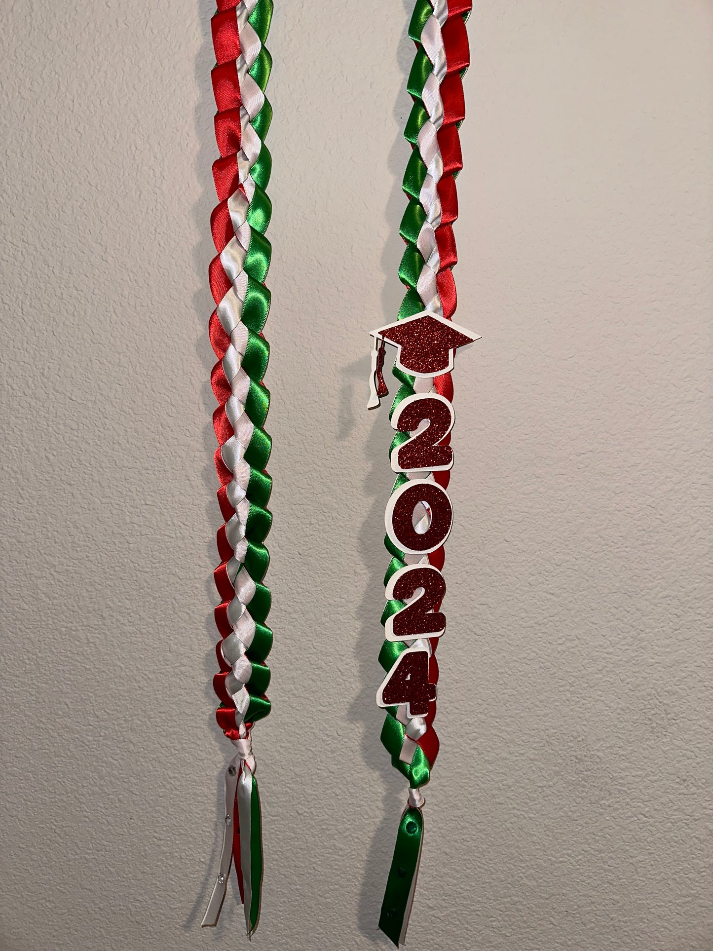 Green White & Red Graduation Lei